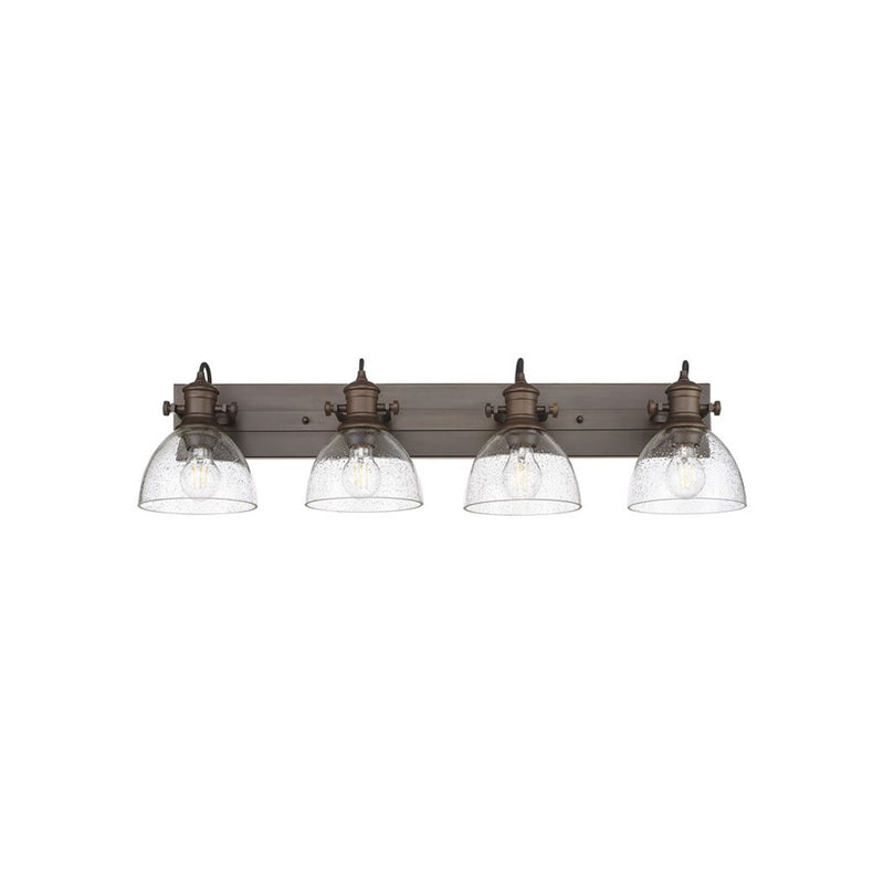 Golden Hines 4-Light Vanity Light, Rubbed Bronze/Seeded Glass