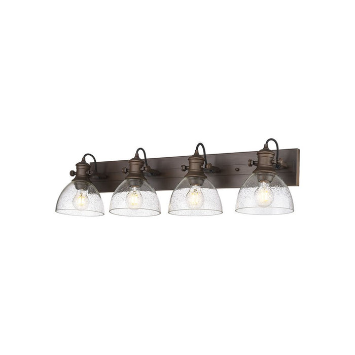 Golden Hines 4-Light Vanity Light, Rubbed Bronze/Seeded Glass