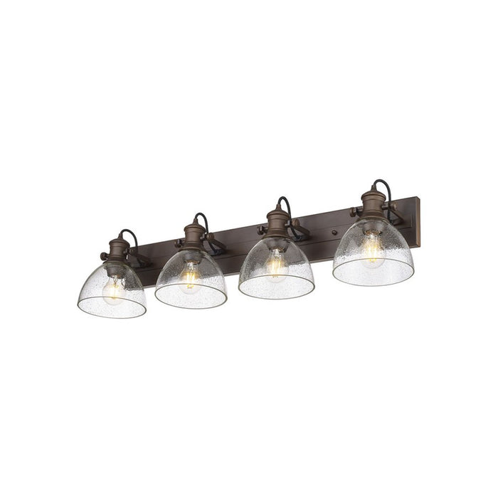 Golden Hines 4-Light Vanity Light, Rubbed Bronze/Seeded Glass