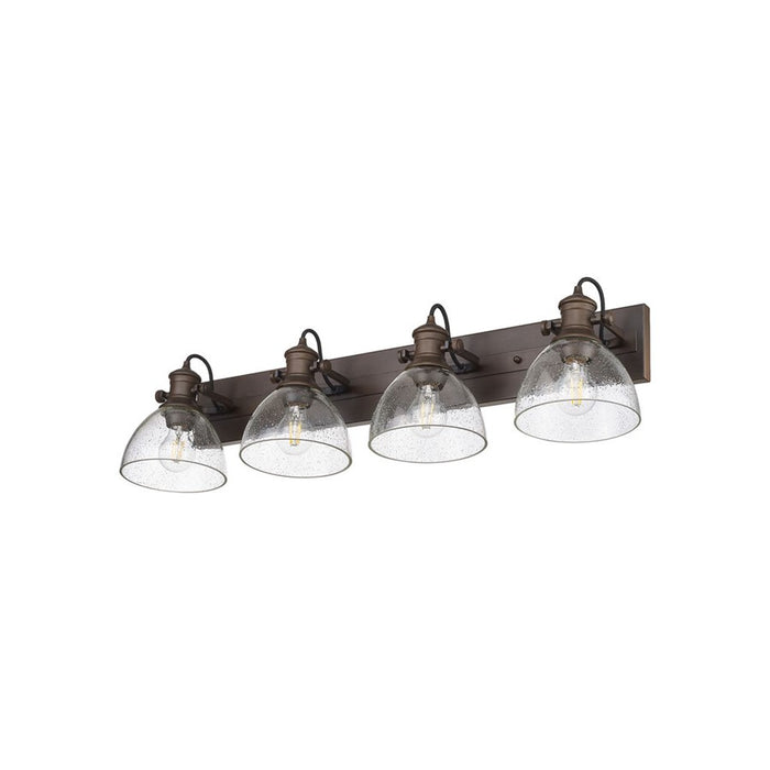 Golden Hines 4-Light Vanity Light, Rubbed Bronze/Seeded Glass