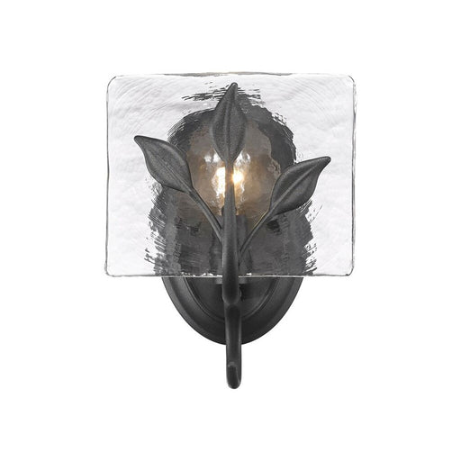Golden Calla 1Lt Wall Sconce, Natural Black/Hammered Water Glass - 3160-1WNB-HWG