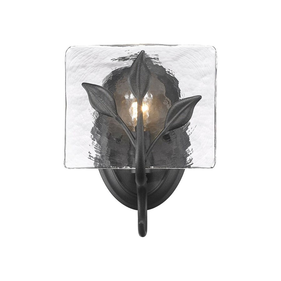 Golden Calla 1Lt Wall Sconce, Natural Black/Hammered Water Glass - 3160-1WNB-HWG