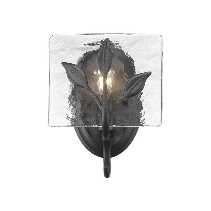 Golden Calla 1Lt Wall Sconce, Natural Black/Hammered Water Glass