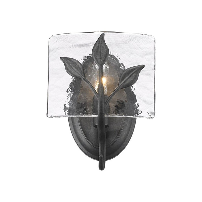 Golden Calla 1Lt Wall Sconce, Natural Black/Hammered Water Glass