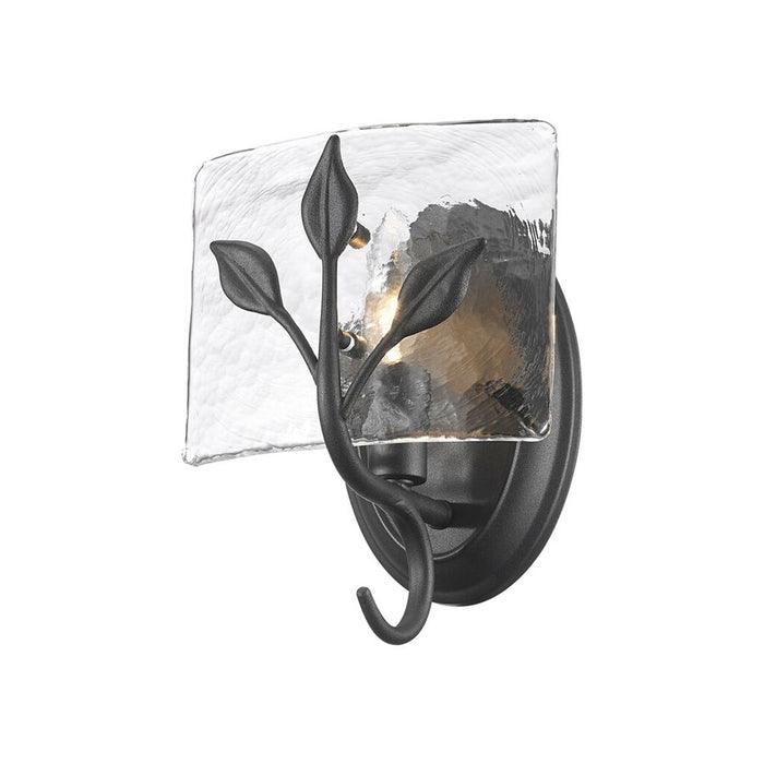 Golden Calla 1Lt Wall Sconce, Natural Black/Hammered Water Glass