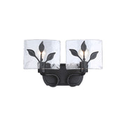 Golden Calla 2-Light Vanity, Natural Black/Hammered Water Glass - 3160-BA2NB-HWG