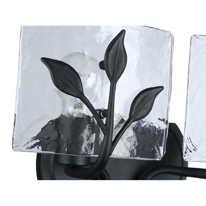 Golden Calla 2-Light Vanity, Natural Black/Hammered Water Glass