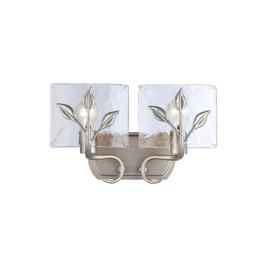 Golden Calla 2-Lt Vanity, Peruvian Silver/Hammered Water Glass - 3160-BA2PS-HWG