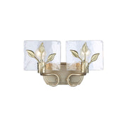 Golden Calla 2-Light Vanity, White Gold/Hammered Water Glass - 3160-BA2WG-HWG