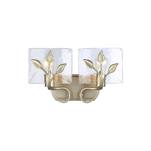 Golden Calla 2-Light Vanity, White Gold/Hammered Water Glass - 3160-BA2WG-HWG