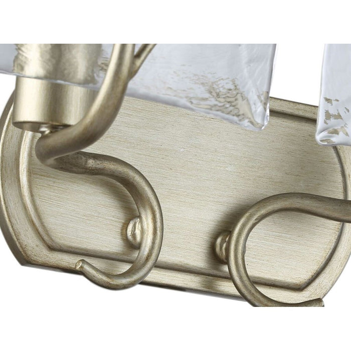 Golden Calla 2-Light Vanity, White Gold/Hammered Water Glass