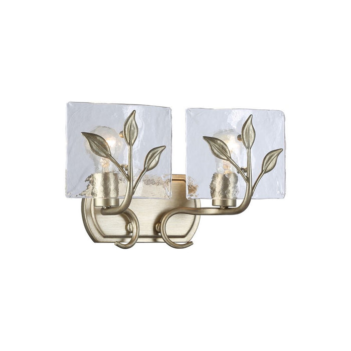 Golden Calla 2-Light Vanity, White Gold/Hammered Water Glass