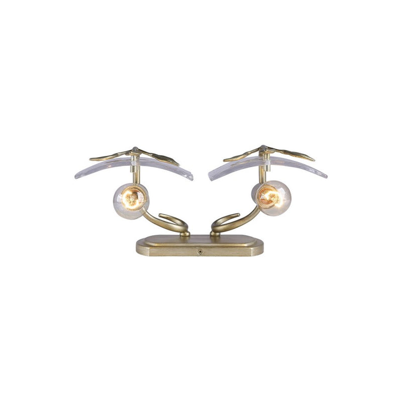Golden Calla 2-Light Vanity, White Gold/Hammered Water Glass