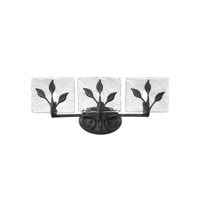 Golden Calla 3-Light Vanity, Natural Black/Hammered Water Glass