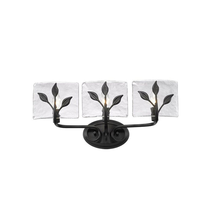Golden Calla 3-Light Vanity, Natural Black/Hammered Water Glass