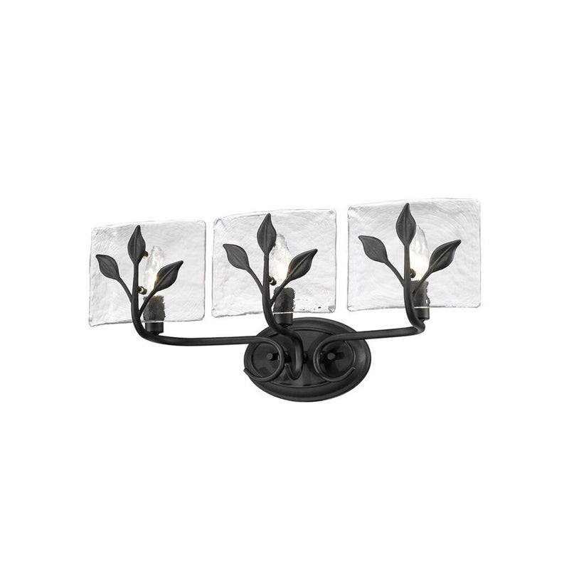 Golden Calla 3-Light Vanity, Natural Black/Hammered Water Glass