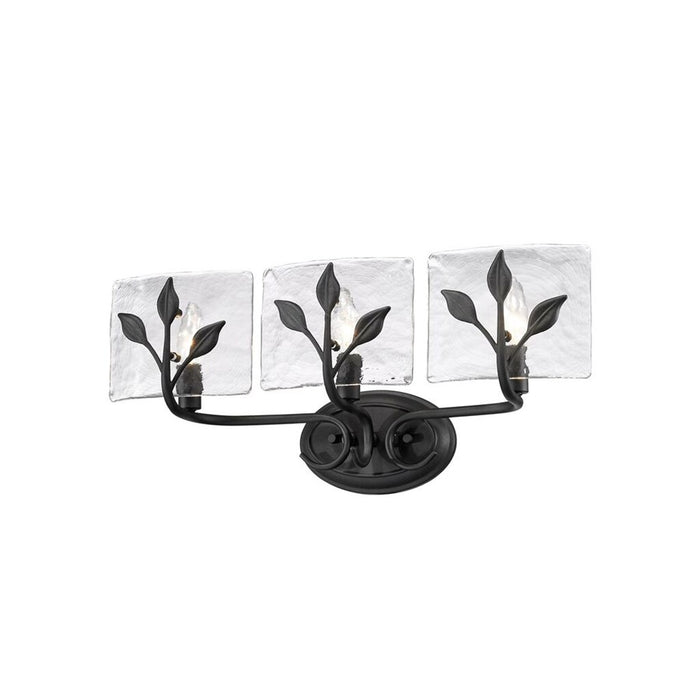 Golden Calla 3-Light Vanity, Natural Black/Hammered Water Glass
