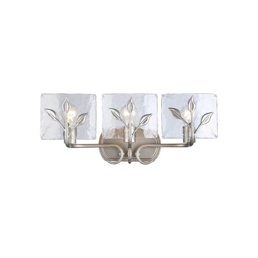 Golden Calla 3-Lt Vanity, Peruvian Silver/Hammered Water Glass - 3160-BA3PS-HWG