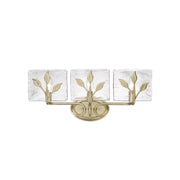 Golden Calla 3-Light Vanity, White Gold/Hammered Water Glass - 3160-BA3WG-HWG