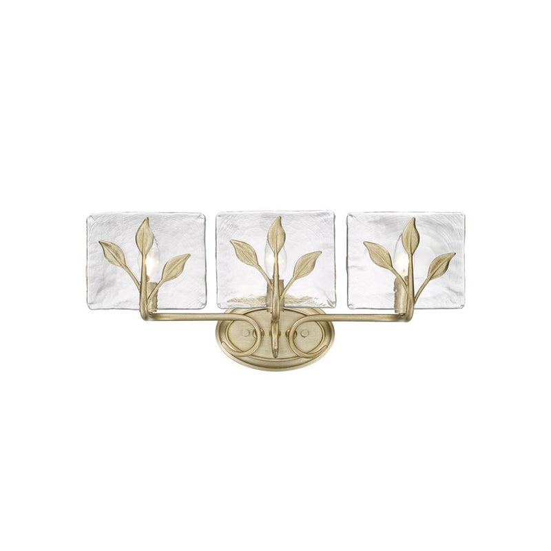 Golden Calla 3-Light Vanity, White Gold/Hammered Water Glass - 3160-BA3WG-HWG