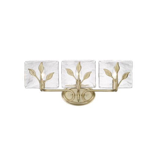 Golden Calla 3-Light Vanity, White Gold/Hammered Water Glass - 3160-BA3WG-HWG