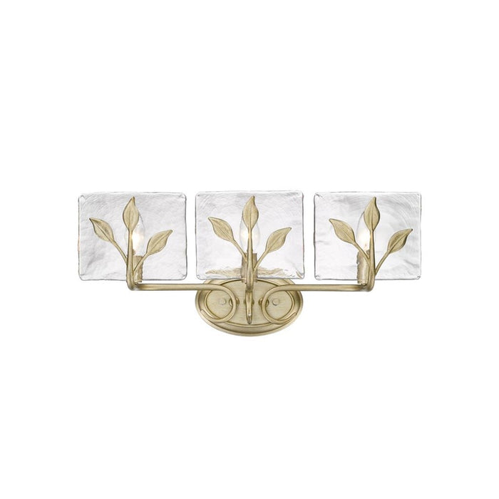 Golden Calla 3-Light Vanity, White Gold/Hammered Water Glass