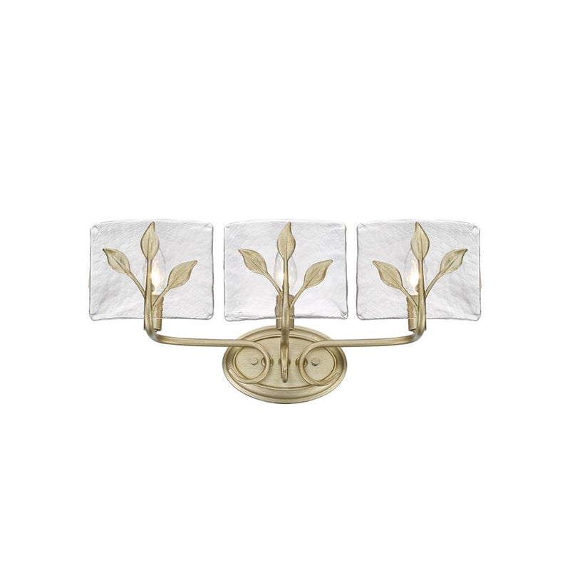 Golden Calla 3-Light Vanity, White Gold/Hammered Water Glass