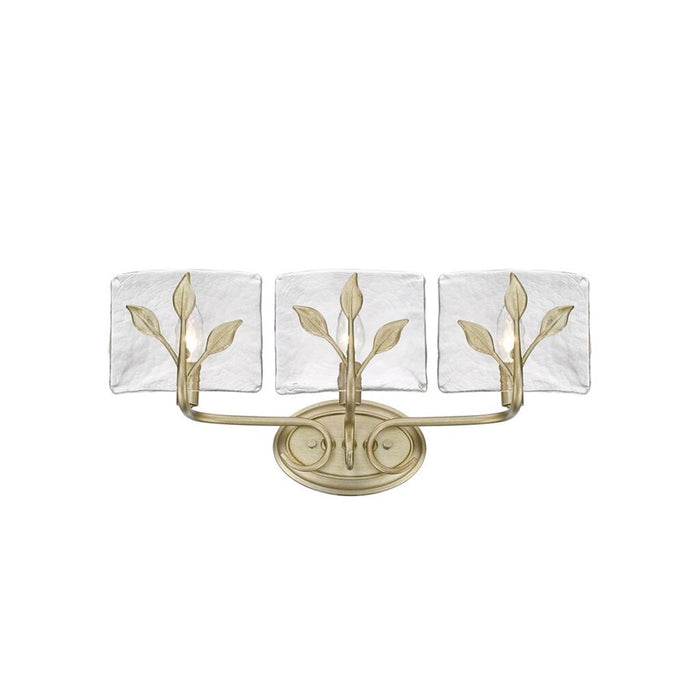 Golden Calla 3-Light Vanity, White Gold/Hammered Water Glass