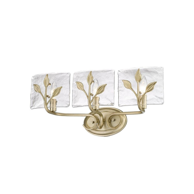 Golden Calla 3-Light Vanity, White Gold/Hammered Water Glass