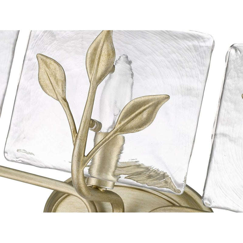 Golden Calla 3-Light Vanity, White Gold/Hammered Water Glass