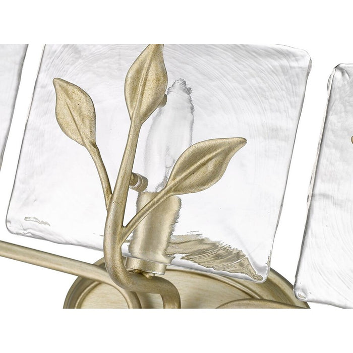 Golden Calla 3-Light Vanity, White Gold/Hammered Water Glass