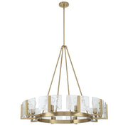 Golden Lighting Aenon 36in 10-Light Chandelier | Rustic Brushed Champagne Brass and Hammered Water Glass | Dining Room | Model 3164-10 BCB-HWG