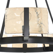 Golden Lighting Aenon 36in 10-Light Chandelier | Rustic Matte Black and Amber Water Glass | Dining Room & Foyer | Model 3164-10 BLK-AWG