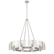 Golden Lighting Aenon 36in 10-Light Chandelier | Rustic Pewter and Hammered Water Glass | Dining Room & Foyer | 36 x 36 x 33 in | Model 3164-10 PW-HWG