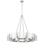 Golden Lighting Aenon 36in 10-Light Chandelier | Rustic Pewter and Hammered Water Glass | Dining Room & Foyer | 36 x 36 x 33 in | Model 3164-10 PW-HWG