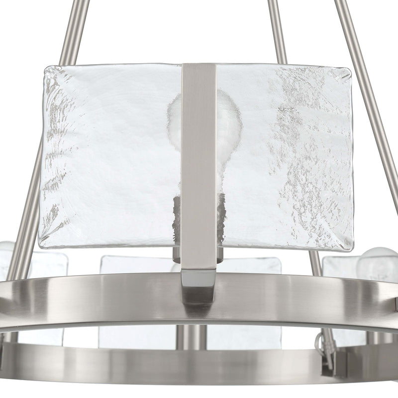 Golden Lighting Aenon 36in 10-Light Chandelier | Rustic Pewter and Hammered Water Glass | Dining Room & Foyer | 36 x 36 x 33 in | Model 3164-10 PW-HWG