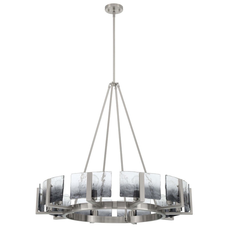 Golden Lighting Aenon 36in 10-Light Chandelier | Rustic Pewter and Smoky Water Glass | Dining Room & Foyer | 36 x 36 x 33 in | Model 3164-10 PW-SWG