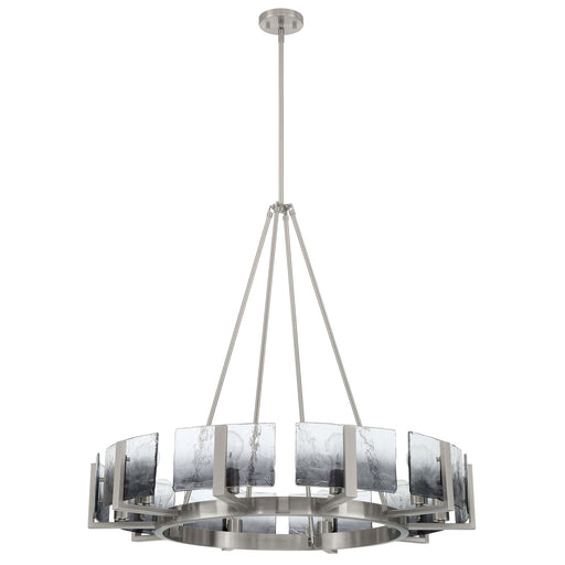 Golden Lighting Aenon 36in 10-Light Chandelier | Rustic Pewter and Smoky Water Glass | Dining Room & Foyer | 36 x 36 x 33 in | Model 3164-10 PW-SWG