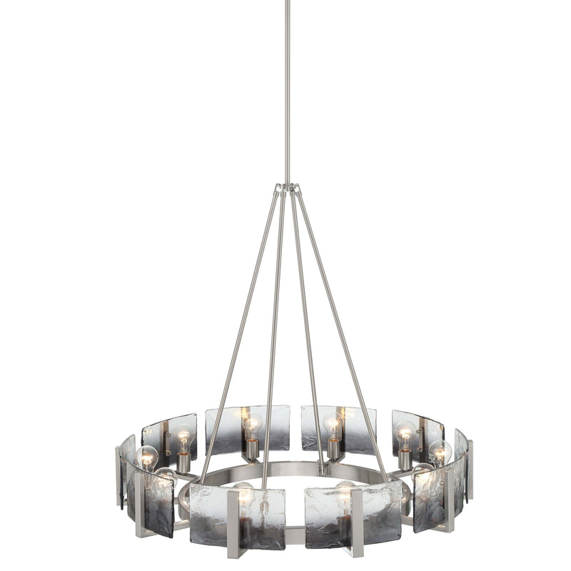Golden Lighting Aenon 36in 10-Light Chandelier | Rustic Pewter and Smoky Water Glass | Dining Room & Foyer | 36 x 36 x 33 in | Model 3164-10 PW-SWG