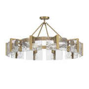 Golden Lighting Aenon 10-Light Semi-Flush Mount | Rustic Brushed Champagne Brass and Hammered Water Glass | Dining Room | Model 3164-10SF BCB-HWG