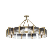 Golden Lighting Aenon 36in 10-Light Semi-Flush Mount | Rustic Brushed Champagne Brass and Smoky Water Glass | Dining Room | Model 3164-10SF BCB-SWG