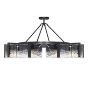 Golden Lighting Aenon 36in 10-Light Semi-Flush Mount | Rustic Matte Black and Smoky Water Glass | Dining Room & Foyer | Model 3164-10SF BLK-SWG