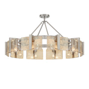 Golden Lighting Aenon 36in 10-Light Semi-Flush Mount | Rustic Pewter and Amber Water Glass | Dining Room & Foyer | Model 3164-10SF PW-AWG