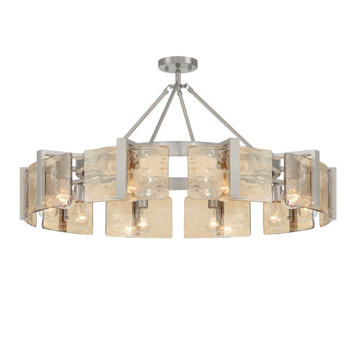 Golden Lighting Aenon 36in 10-Light Semi-Flush Mount | Rustic Pewter and Amber Water Glass | Dining Room & Foyer | Model 3164-10SF PW-AWG