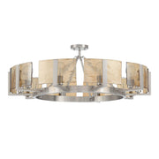 Golden Lighting Aenon 36in 10-Light Semi-Flush Mount | Rustic Pewter and Amber Water Glass | Dining Room & Foyer | Model 3164-10SF PW-AWG