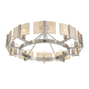 Golden Lighting Aenon 36in 10-Light Semi-Flush Mount | Rustic Pewter and Amber Water Glass | Dining Room & Foyer | Model 3164-10SF PW-AWG