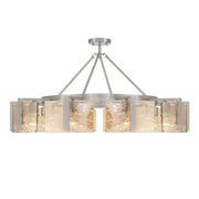 Golden Lighting Aenon 36in 10-Light Semi-Flush Mount | Rustic Pewter and Amber Water Glass | Dining Room & Foyer | Model 3164-10SF PW-AWG