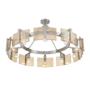 Golden Lighting Aenon 36in 10-Light Semi-Flush Mount | Rustic Pewter and Amber Water Glass | Dining Room & Foyer | Model 3164-10SF PW-AWG