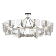 Golden Lighting Aenon 36in 10-Light Semi-Flush Mount | Rustic Pewter and Hammered Water Glass | Foyer & Dining Room | Model 3164-10SF PW-HWG
