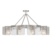 Golden Lighting Aenon 36in 10-Light Semi-Flush Mount | Rustic Pewter and Hammered Water Glass | Foyer & Dining Room | Model 3164-10SF PW-HWG